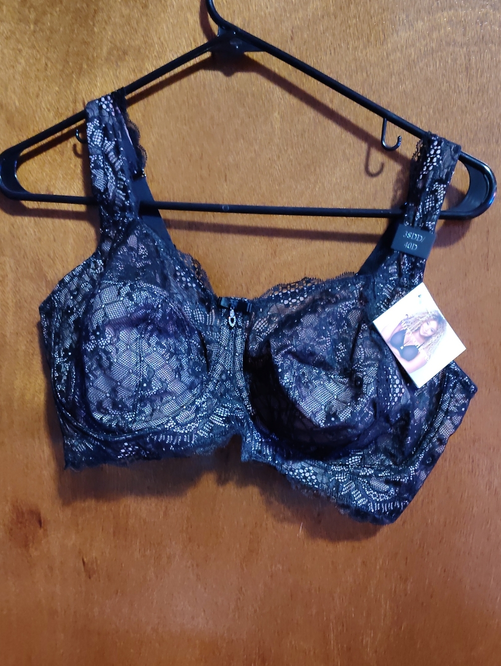 Curvy Couture Black Lace Full-Cup Support Bra